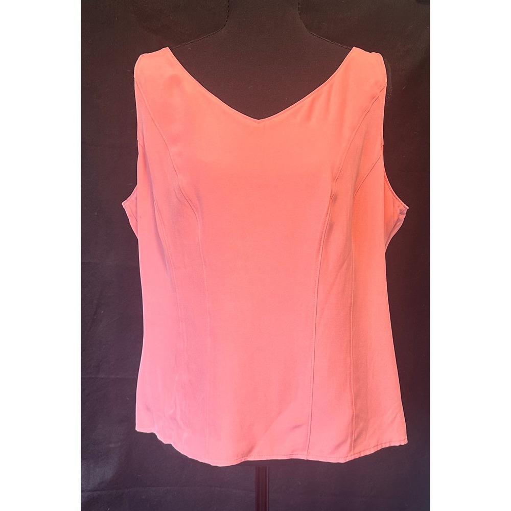 Talbots Womens 100% Pure Silk Sleeveless Shell Tank Top Coral Pink Size 14